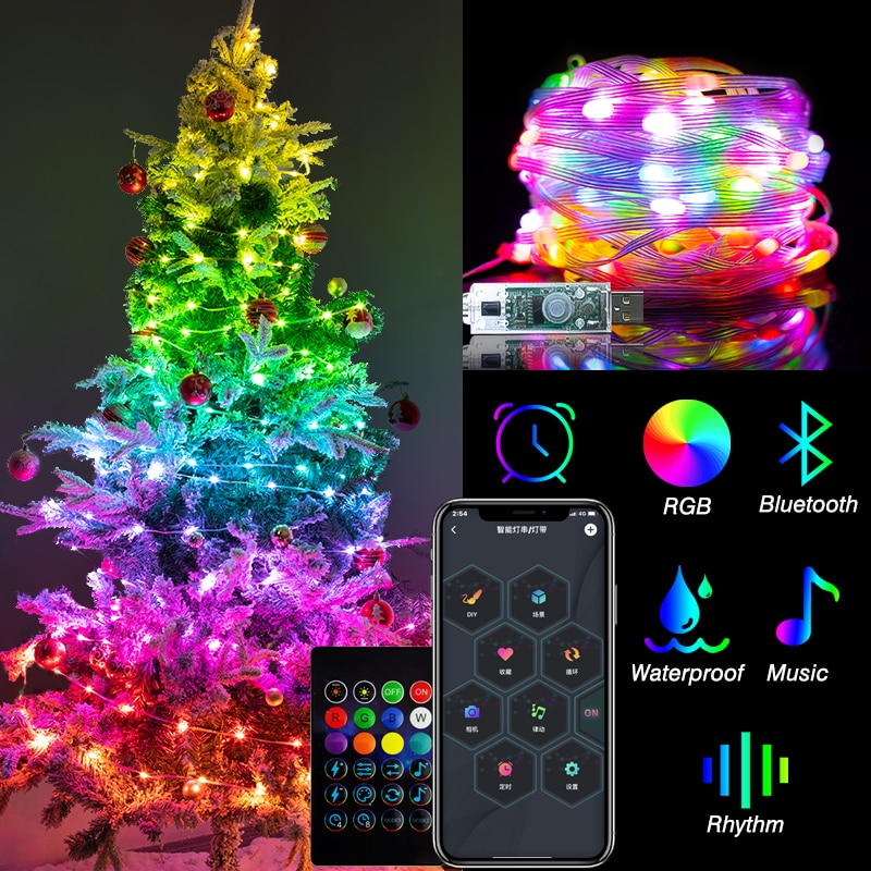 Christmas Tree LED Lights - Full Control with App & Remote