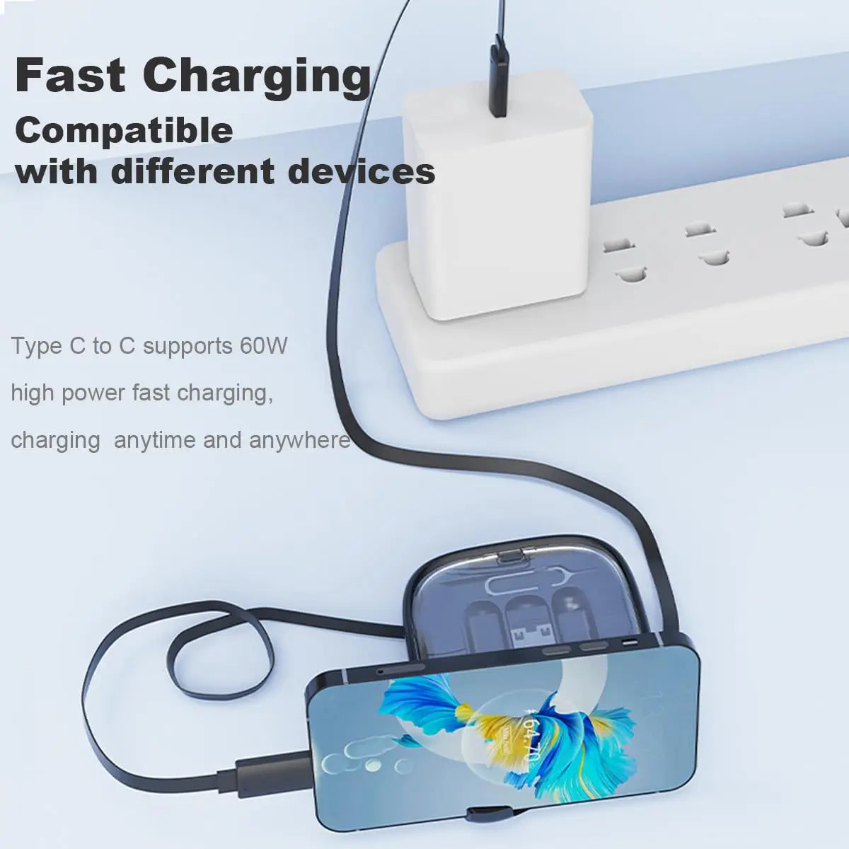 Multifunctional 60W Fast Charge Cable Set Storage Box - Ultimate Cable and Charging Solution