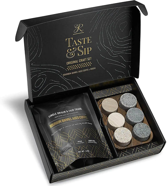 The Ultimate Gourmet Gift Set: Whiskey Stones & Bourbon Barrel Aged Coffee