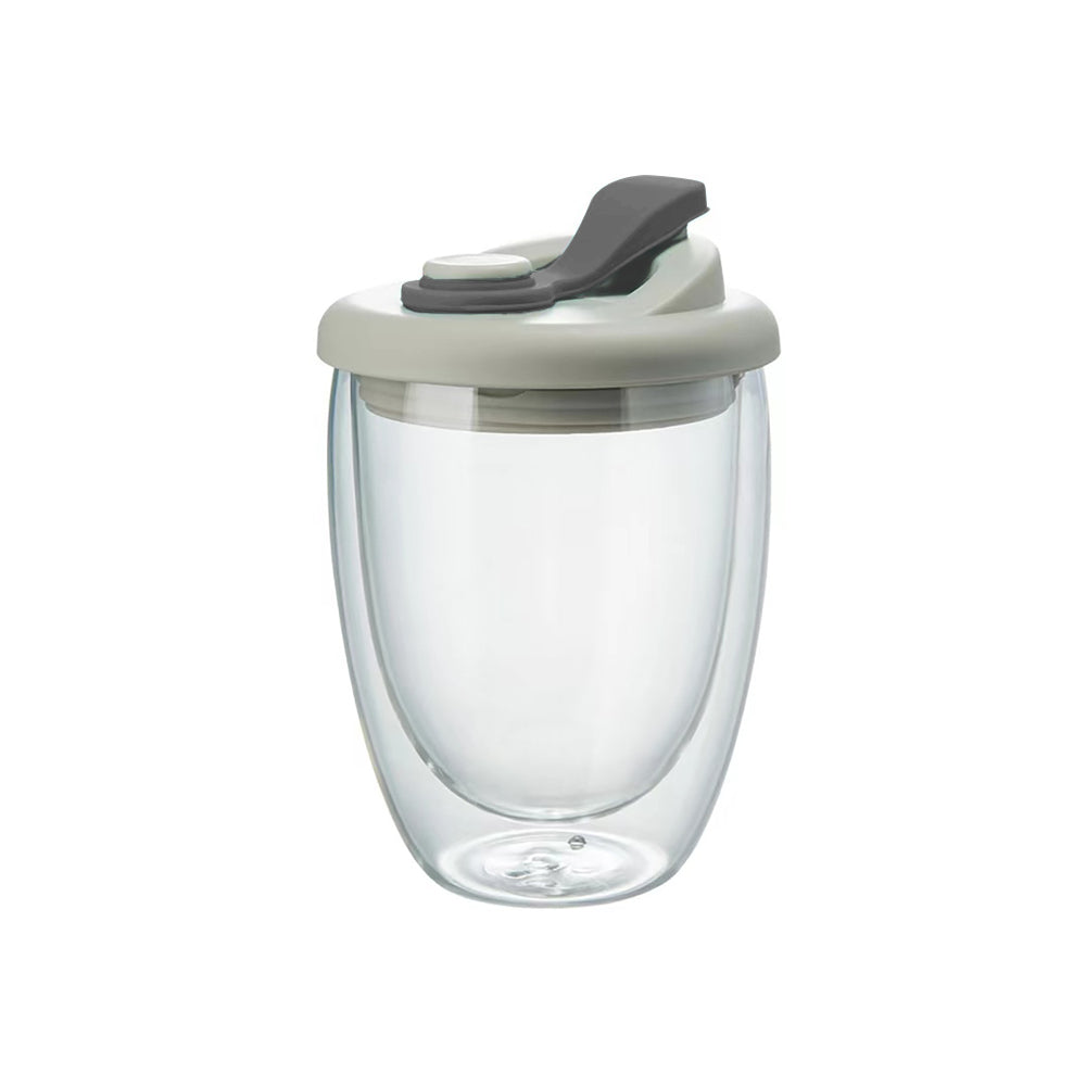 Double Wall Glass Mug with Lid – Insulated, Spill-Proof, and Elegant