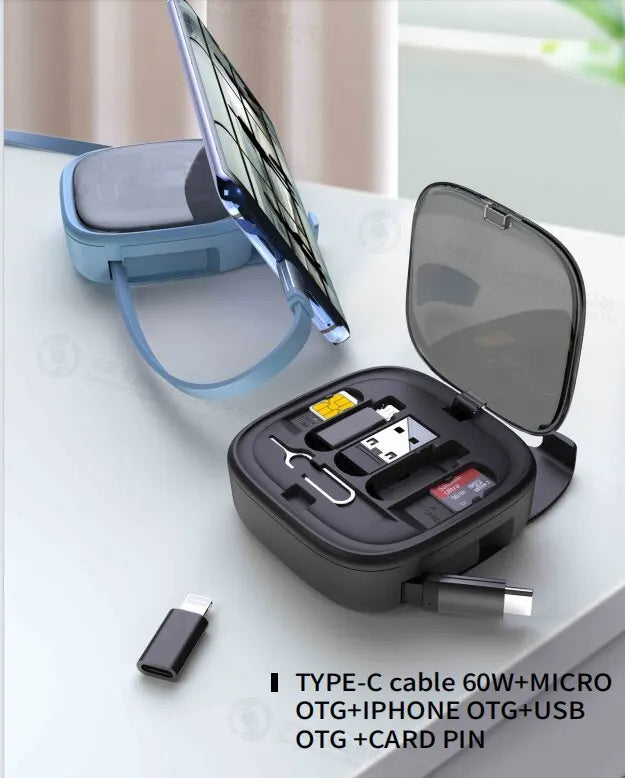 Multifunctional 60W Fast Charge Cable Set Storage Box - Ultimate Cable and Charging Solution