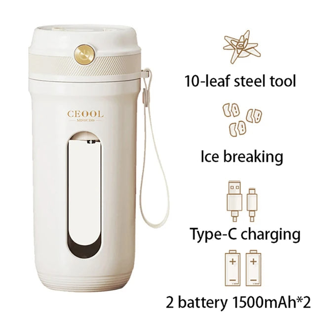 10 Blades Electric Portable Blender - Powerful, Portable, and Convenient